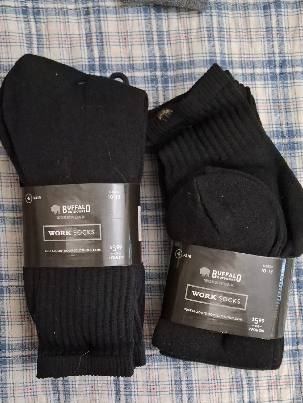 Men's Black Work Socks - Crew Socks (Size 10-13)